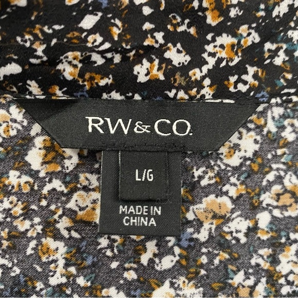 RW&Co Black Floral Front Knot Blouse Size L - Picture 3 of 8